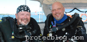 two Megalodon divers fitted with BOV