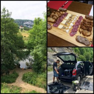 Collage of french country side and food