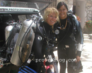 Anna (right) & Chelsey (left) with double tanks