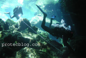 Entering the River Run of Cenote Eden, Ponderosa cave system