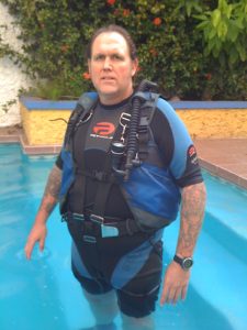 Ritch in a basic harness with a modified BCD